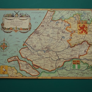 Stara mapa prowincji Holandia Południowa z 1947 r. Oryginalne mapy zabytkowe Rotterdam i okolice Hagi