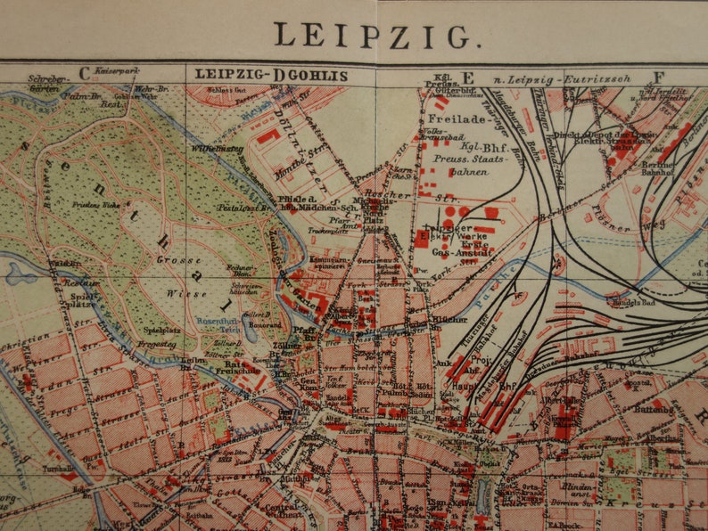 Leipzig Old Map Of Leipzig Germany 1904 Antique City Plan Etsy