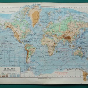 世界地図 1885年版 オリジナルアンティークポスター 両半球の水と陸地