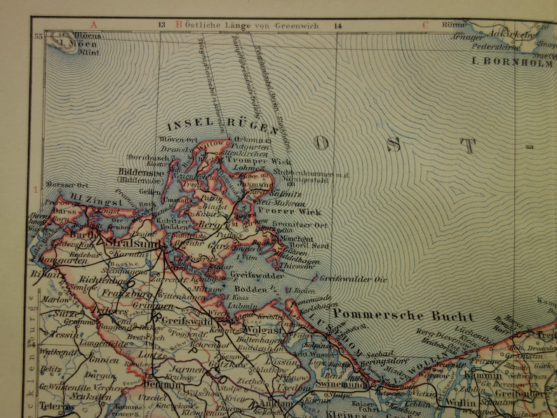 Old map of Pomerania Germany province 1913 original vintage | Etsy