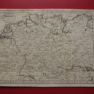 DEUTSCHLAND Landkarte - 200 Jahre alte Landkarte Preußens - original 1812 s/w Druck - original vintage Landkarten