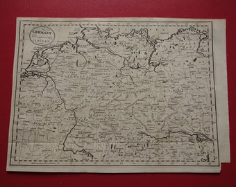 GERMANY map 200+ years old map of Prussia - original 1812 b/w print about Germany -  original vintage maps