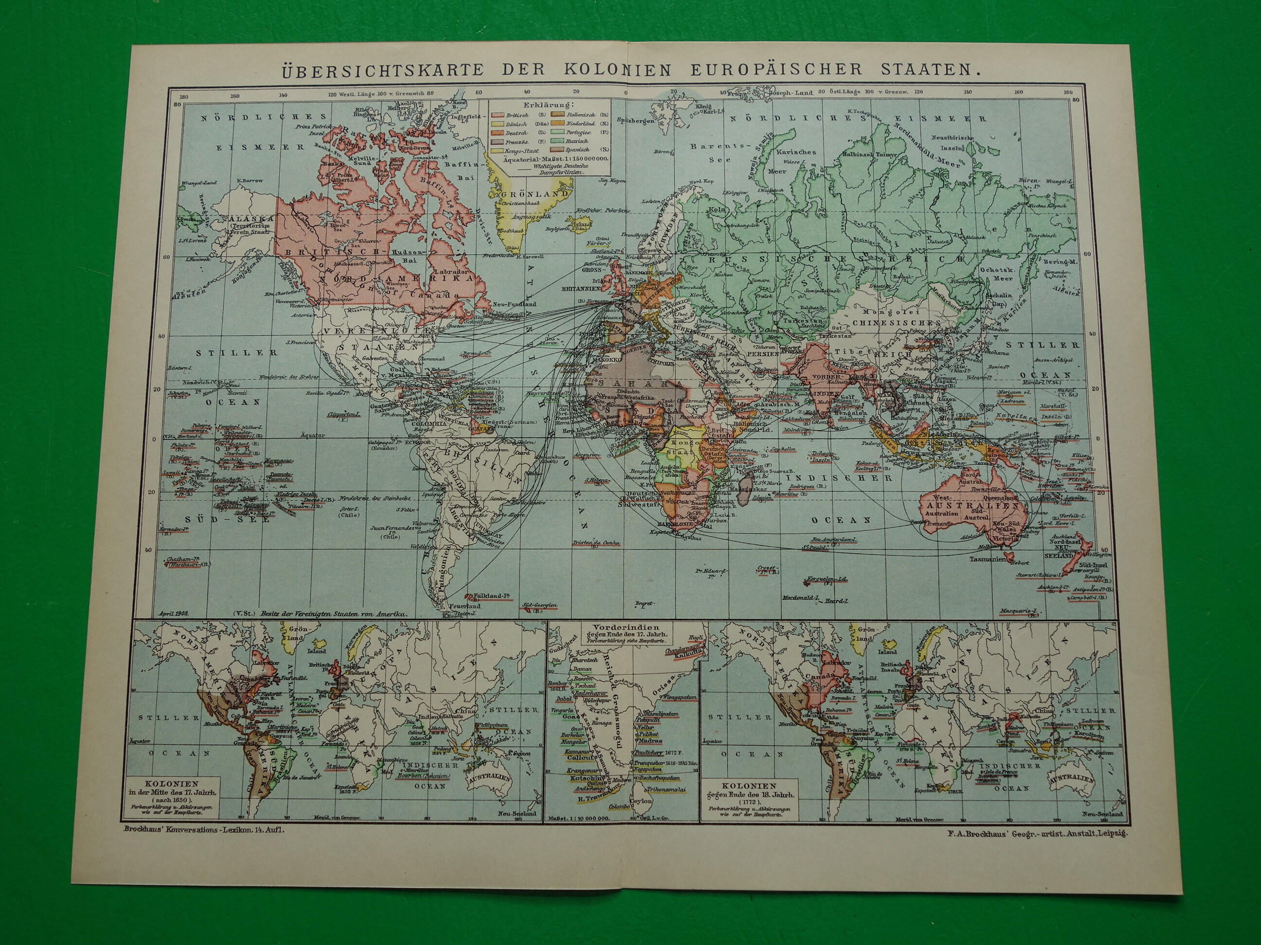 世界地図 1908年の古い世界地図 素敵なアンティークのドイツ植民地地図