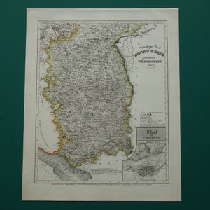 GERMANY old map of Der Donaukreis 1850 original antique detailed print about Ulm Biberach Ravensburg Bodensee Münsingen vintage maps