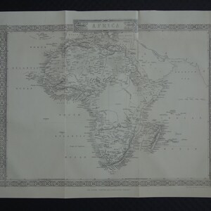 AFRIKA antike Landkarte - original John Rapkin Druck von Afrika Kontinent - alte Vintage Landkarten, kleines Poster