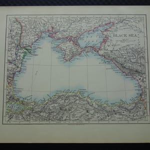 BLACK SEA alte englische Landkarte von der Schwarzmeer Region Original antike, über 120 Jahre alte Karten