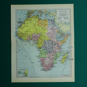 AFRICA old map of Africa 1932 original vintage Dutch print about African continent colonial powers maps