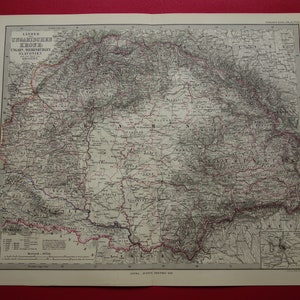 1878 Antike Landkarte von Ungarn 145+ Jahre alt großer Druck über Ungarn Siebenbürgen Vojvodina Slawonien Ungarn Hongarije Hongrie Karten 15x19"