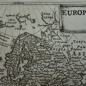 360+ years old map of Europe Original antique print European continent Vintage small maps Europe 5x5" Cluver Europa