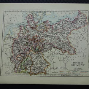 GERMANY old map of German Empire 1901 original antique print of Germany English vintage maps