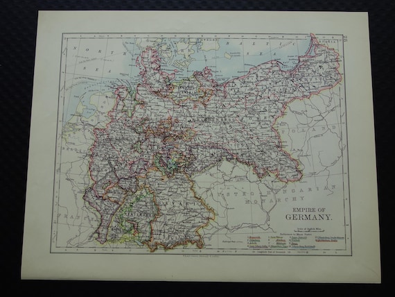 ドイツ ドイツ帝国の古地図 1901年 ドイツのオリジナルアンティーク