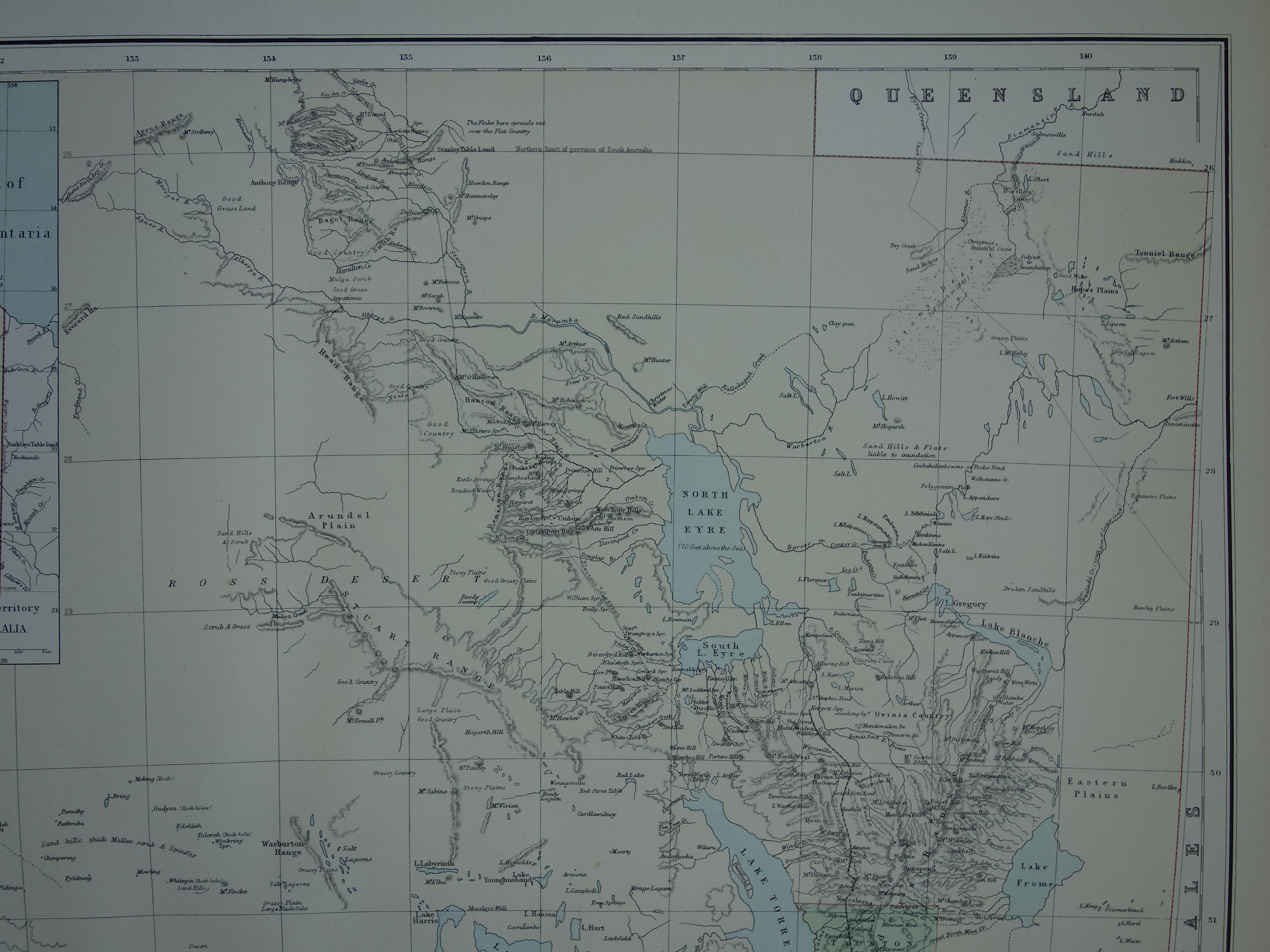 South Australia Old Map LARGE Original 1890 Big Antique Maps About ...
