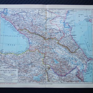 CAUCASUS old map of the Caucasus 1928 original antique map Georgia Armenia Russia - vintage print maps