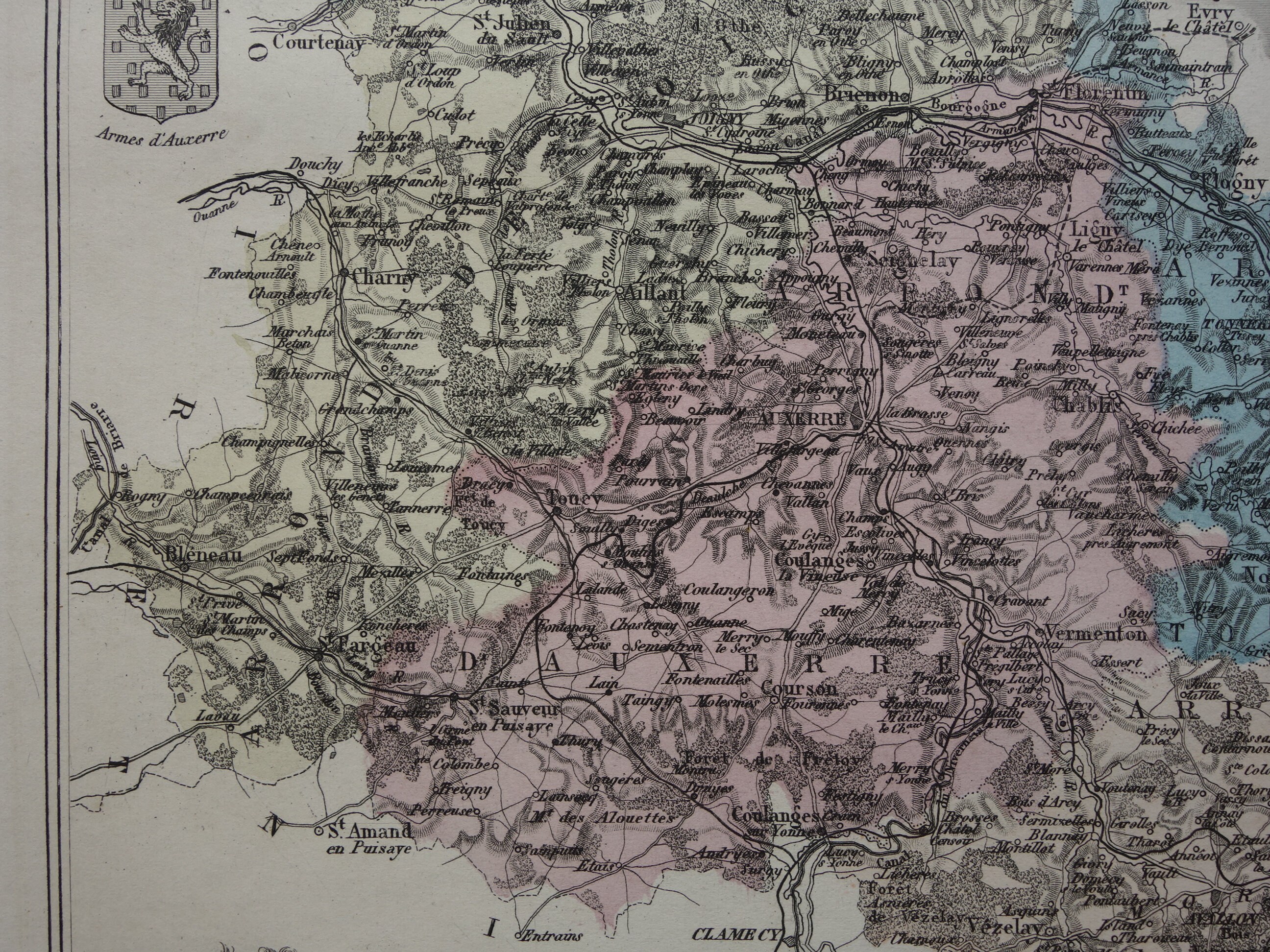 Carte Ancienne Du Département De La LYONNE - Gravure Originale De 1866 Sur Acier | Décoration Vintage