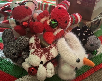 Holiday Sock Bunny Plushies