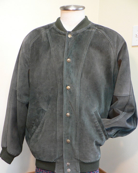 Bomber jacket, 80's suede forest green Bomber jack