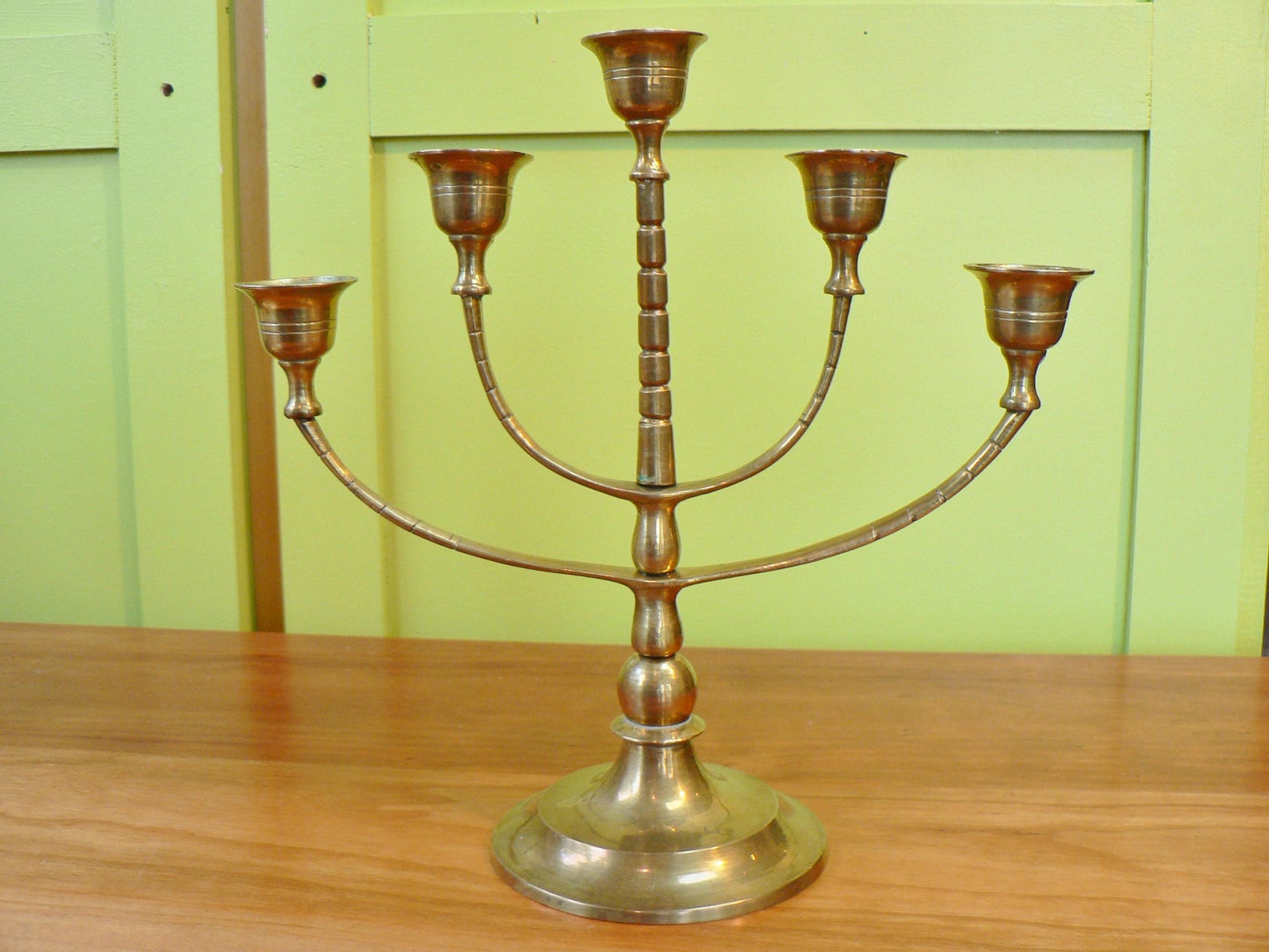Vintage Brass Menorah 5 candle holders Holiday lighting Etsy
