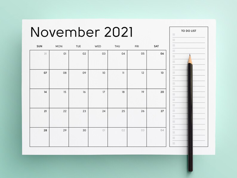 2021 printable calendar sunday monday start 2021 monthly etsy