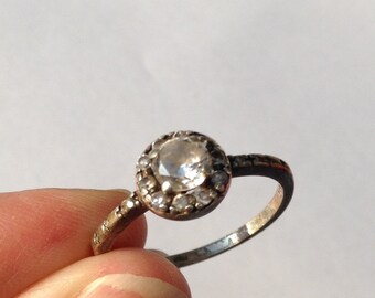Ring Crystal Sterling Art Deco Promise Gift Unique Statement