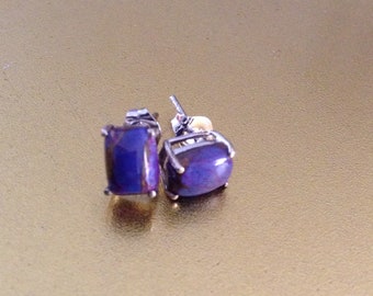 Earrings Purple Turquoise Gemstone Sterling Set Collectble Gift