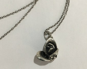 Necklace Pendant Sterling Flower Floral Art Minimalist Collectible Gift