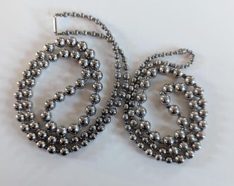 Sterling Silver Graduated Ball Bead Necklacs Two strands