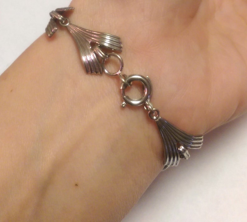 Bracelet Abstract Art Modern Sterling Silver Link Collection Etsy