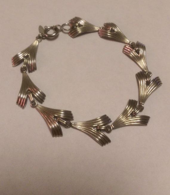 Bracelet Abstract Art Modern Sterling Silver Link 