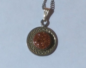Necklace Goldstone Gemstone for Ambition Sterling Silver