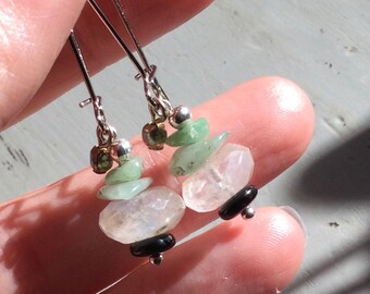 Natural moonstone gemstone dangling earrings for intuition, balance and protection gift