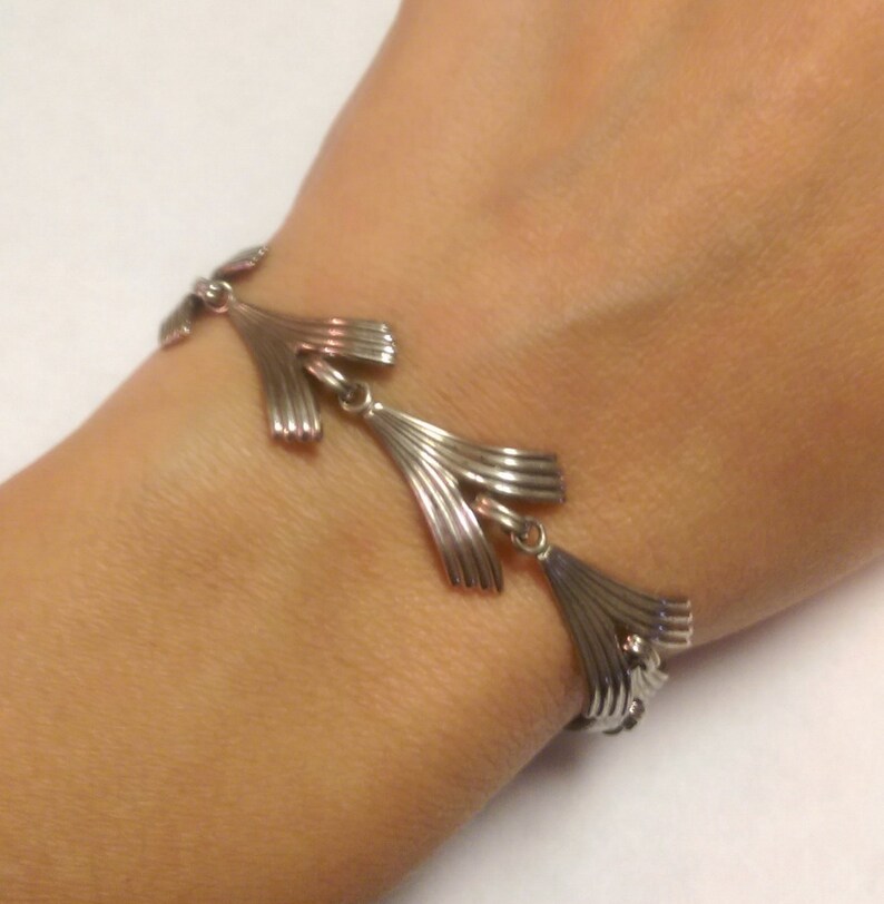 Bracelet Abstract Art Modern Sterling Silver Link Collection Etsy