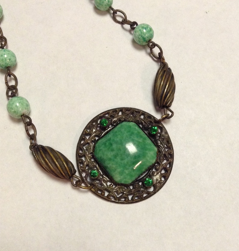 Necklace Art Deco Ornate Vintage Peking Glass Czech Collectors Piece - Etsy