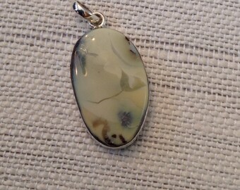 Pendant Necklace Boulder Opal Organic Natural Sterling Silver Unique Piece