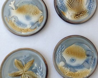 Coaster Nautical Marine Beach Nature Ceramic Serving Set of Four