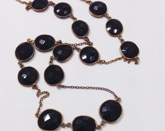Necklace Black Glass / Gemstone Gold over Sterling Collectible