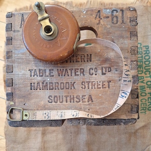 Vintage Measurement Tape Reel Hockley Abbey by John Rabone & Sons Birmingham No 250 33 Foot Length