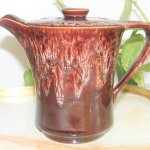 1970s Brown Drip Ware Retro Coffee Pot with Jug