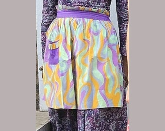 1970s Vintage Psychedelic Half Apron Pinny