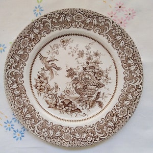 1960s Decorative Chestnut and White Jardiniere Pattern 10” Plate English Ironestone Tableware