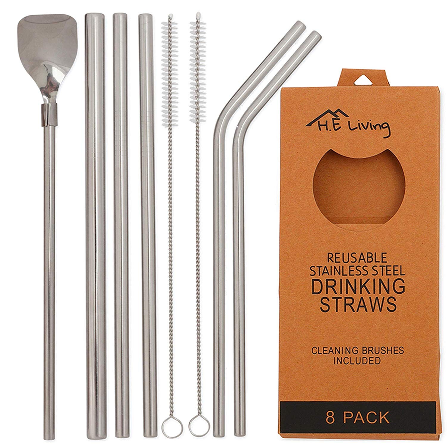 Stainless Steel Straws Set of 6 Metal Drinking Straws with 2 Etsy
