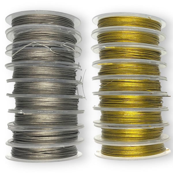 2 Reels Tiger Tail Thread, Jewellery Making Wire, Beading Wire, Jewellery Findings, 0.45 Choose Silver or Gold