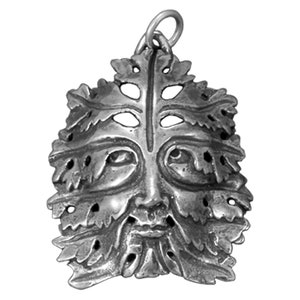 Celtic Green Man Pendant, Celtic God of Earth, Sterling Greenman, Cast Silver Green Man, Celtic Leafy foilage face Pendants