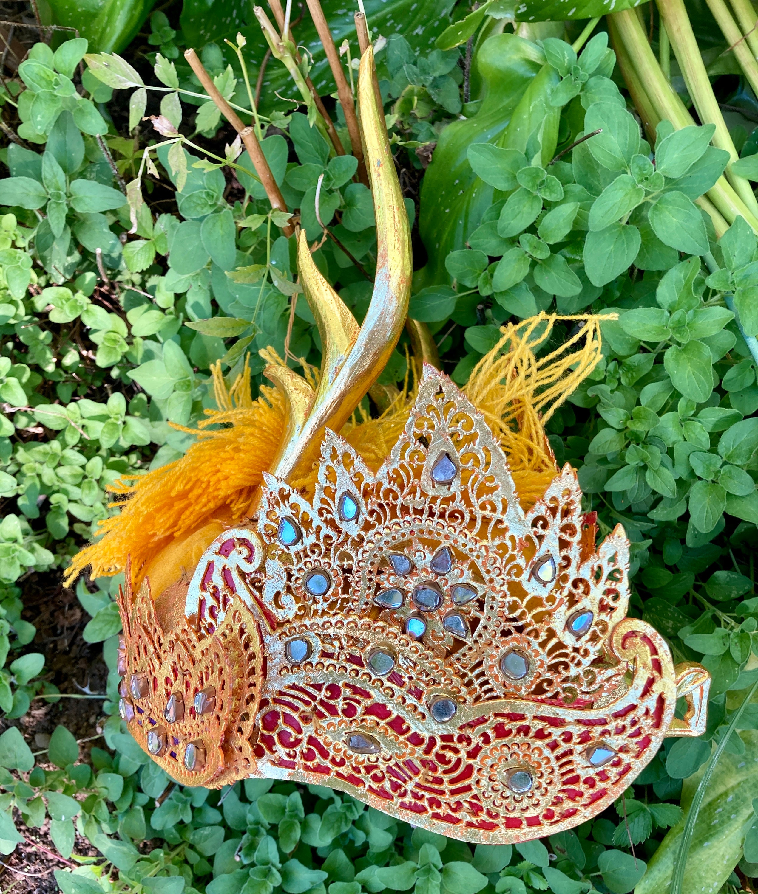 Balinese Golden Deer Rama Sita Antler Crown Rare Bali Ramayana