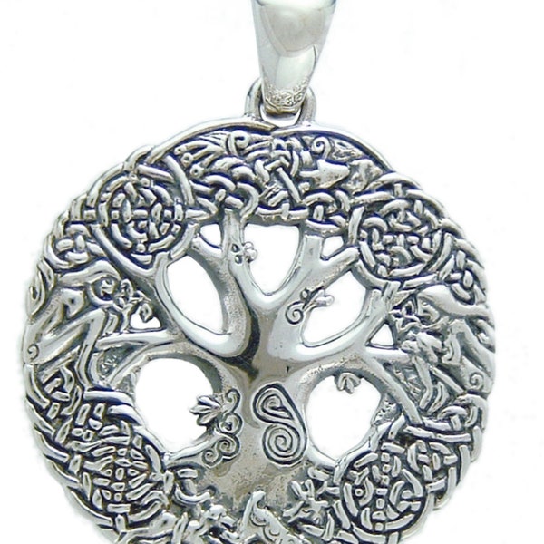 SALE! Celtic Tree of Life Pendant, solid cast Sterling silver or Bronze, Man & Woman - Human in harmony with all life- Salmon of knowledge.