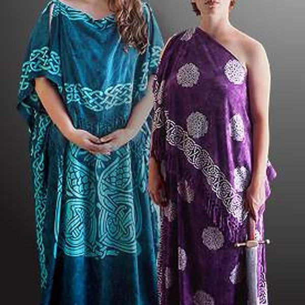 Goddess Gown Women witchy pagan ceremonial plus size magical dress Celtic batik for Ceremony and Costume