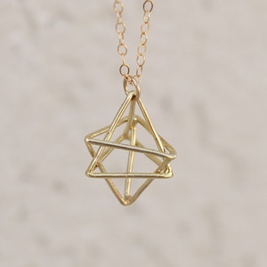 Merkaba Necklace, Merkaba Pendant, Magen David Necklace, Gold merkaba necklace, Long Silver Necklace, star tetrahedron, 3d magen david gold
