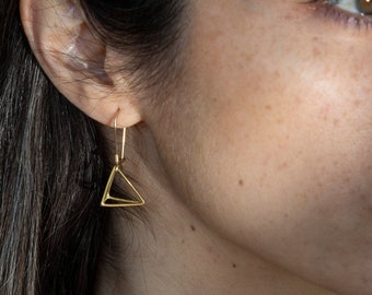 Nickel Free 925 Silver Pyramid Dangle Earrings | Stylish Real Silver 3D Triangle Drop Earrings | Daily Geometric Earrings | Under 50 Jewelry