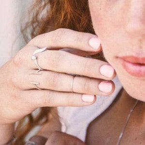 Handcrafted Sterling Silver Cuff Ring: Adjustable Boho Midi Ring