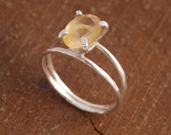 Citrine ring engagement, raw engagement rings for women, alternative engagement ring raw stone, rough crystal engagement ring