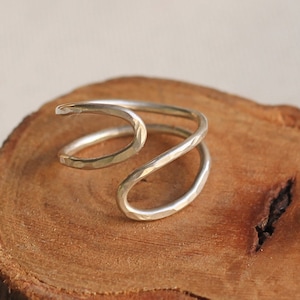 Silver Adjustable Ring, Silver Open Ring, Silver Spiral Ring, Open midi ring, Adjustable Ring, Silver Ring, Silver wrap ring, Spiral Ring